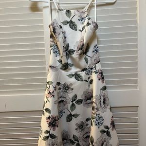 Windsor White Floral Skater Mini Dress with Lace Back
